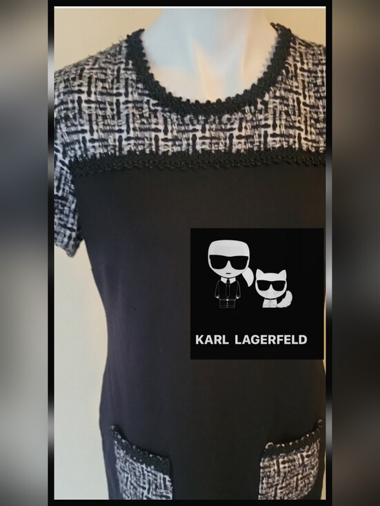 Karl Lagerfeld Dresses & Skirts - Karl Lagerfeld Black Sheath Dress with Tweed Accents